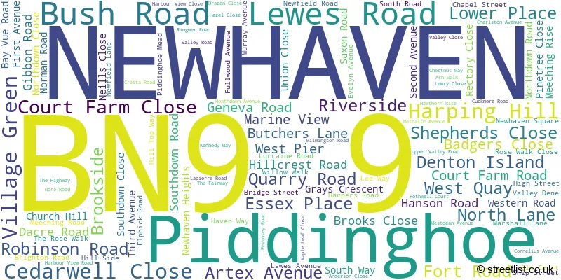 A word cloud for the BN9 9 postcode